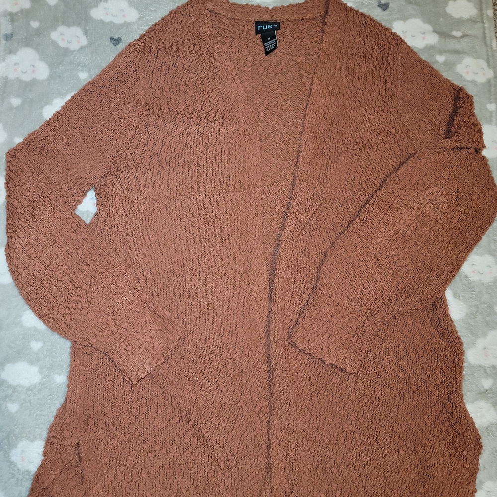Cozy Brown Knit Cardigan with Textured Design